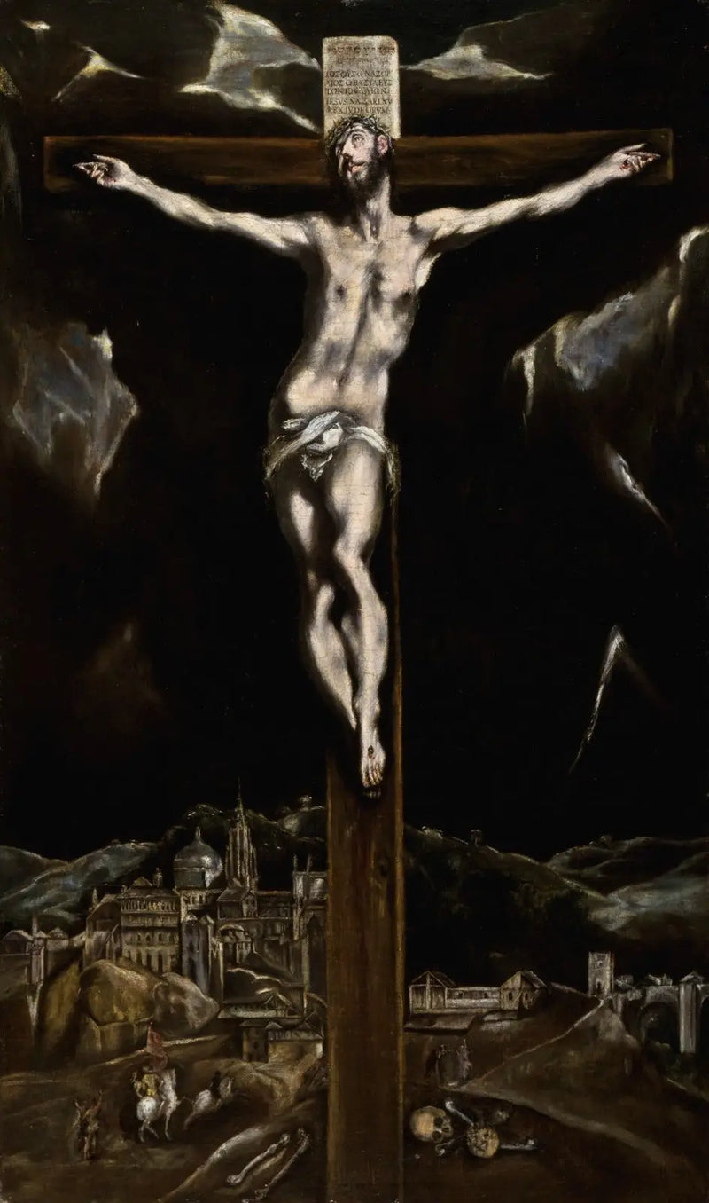 El Cristo en la cruz con vista a Toledo - El Greco