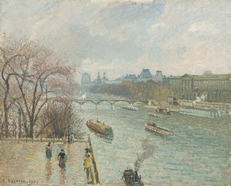 El Louvre, Tarde, Tiempo lluvioso (Primera serie) - Camille Pissarro