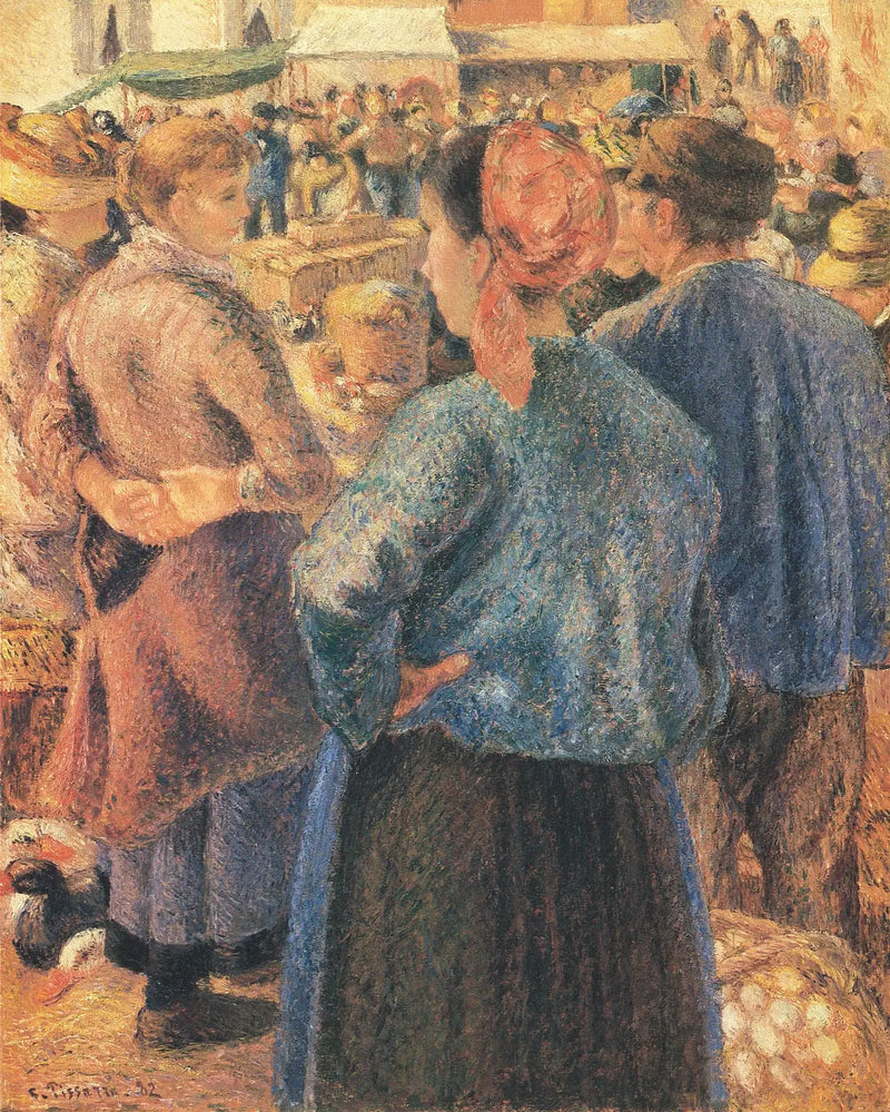 El mercado de aves de corral, Pontoise - Camille Pissarro