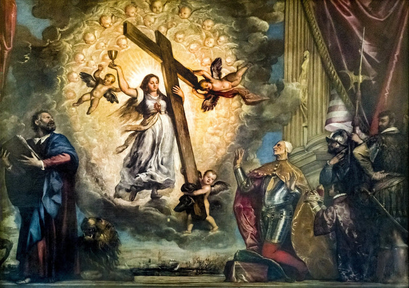 El dogo Antonio Grimani de rodillas ante la fe - Tiziano