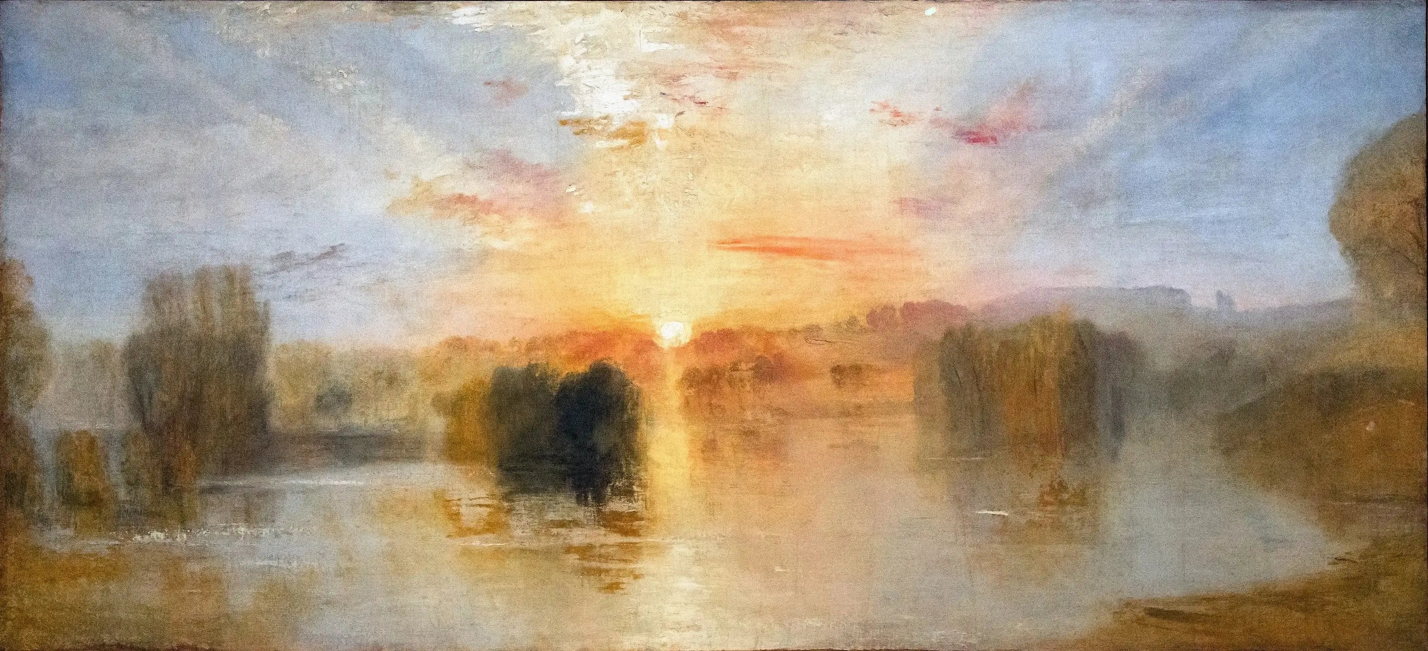 Reproduction du tableau « Le lac, Petworth, coucher de soleil ; Exemple d'étude - J. M. W. Turner » par Alpha Reproduction en peinture à l’huile