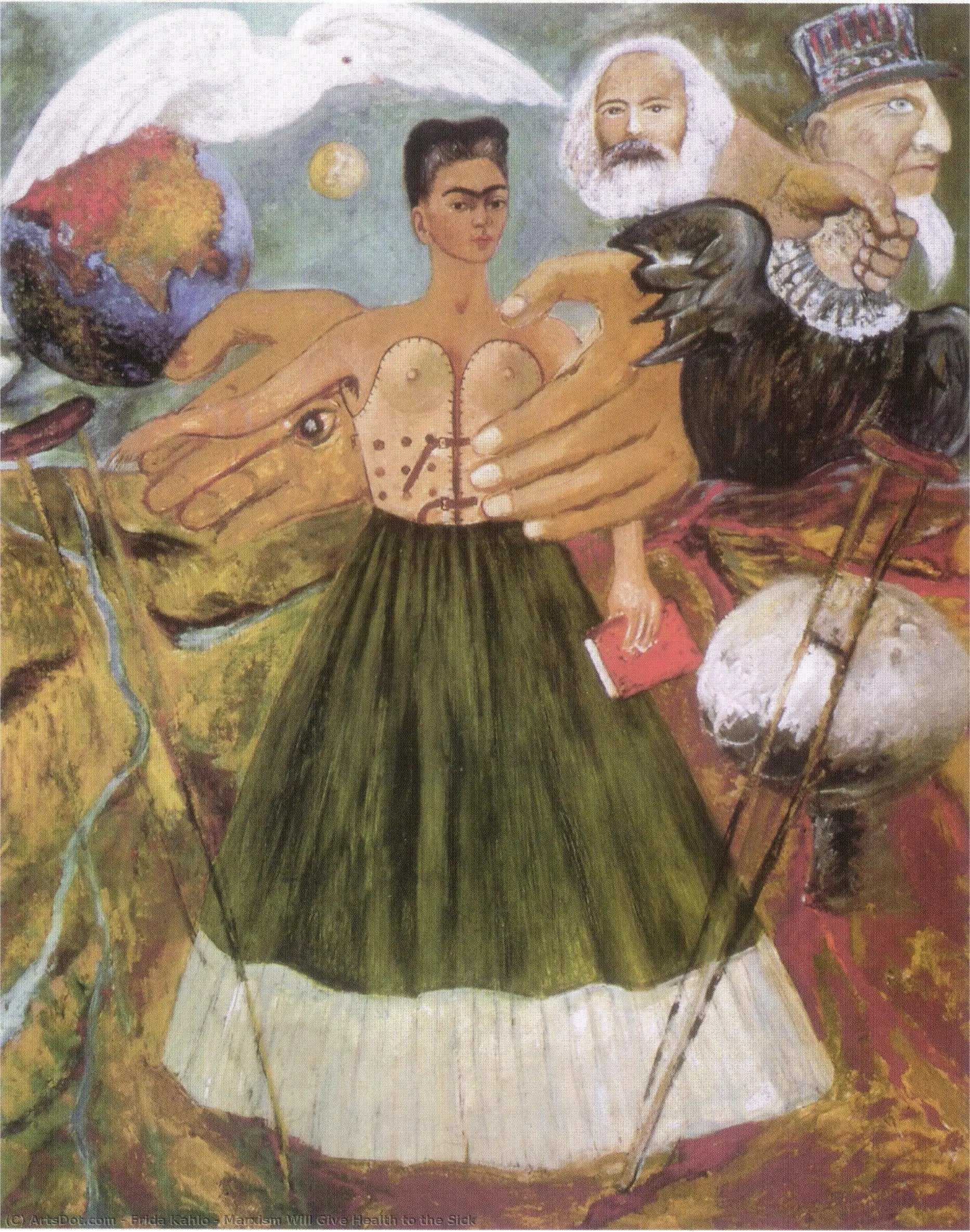 Reproduction du tableau « Le marxisme donnera la santé aux malades - Frida Kahlo » par Alpha Reproduction en peinture à l’huile