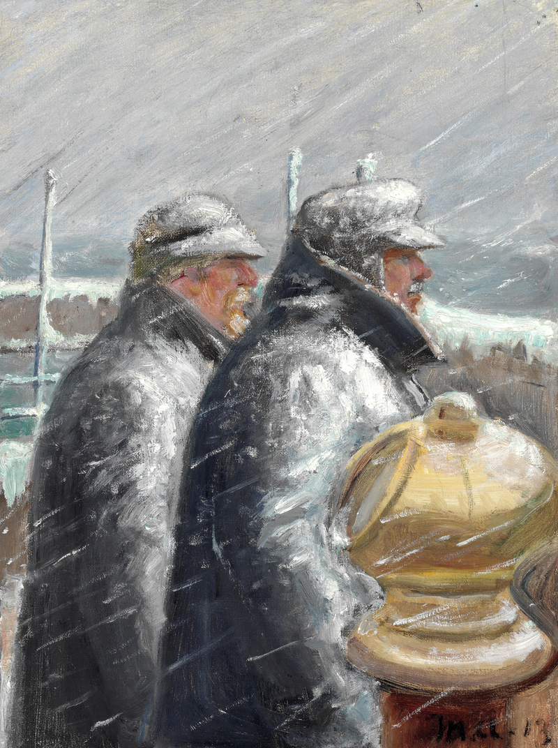 El piloto en cubierta, tormenta de nieve. -Michael Peter Ancher