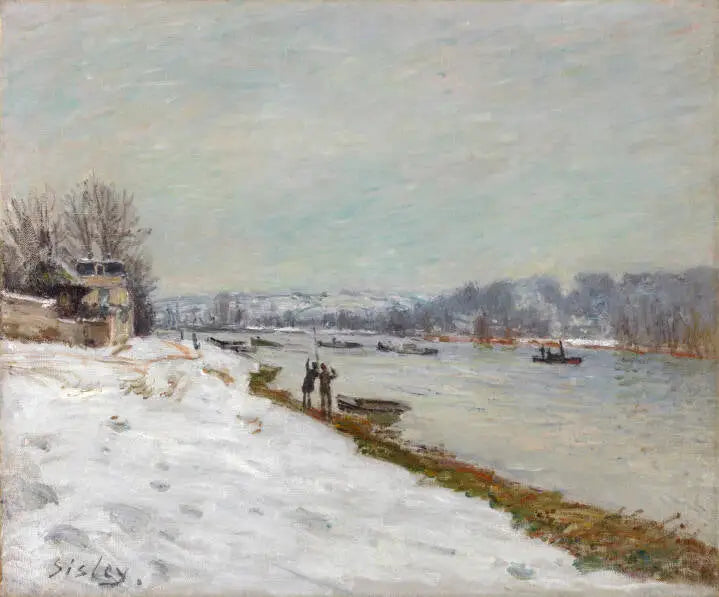 El muelle de Billancourt - Nieve - Alfred Sisley