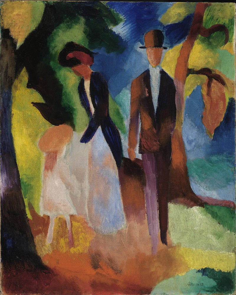 La gente al borde del lago azul - August Macke