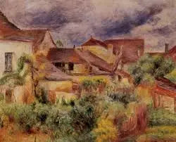 Casas de pueblo, techos rojos (Essoyes) - Pierre-Auguste Renoir