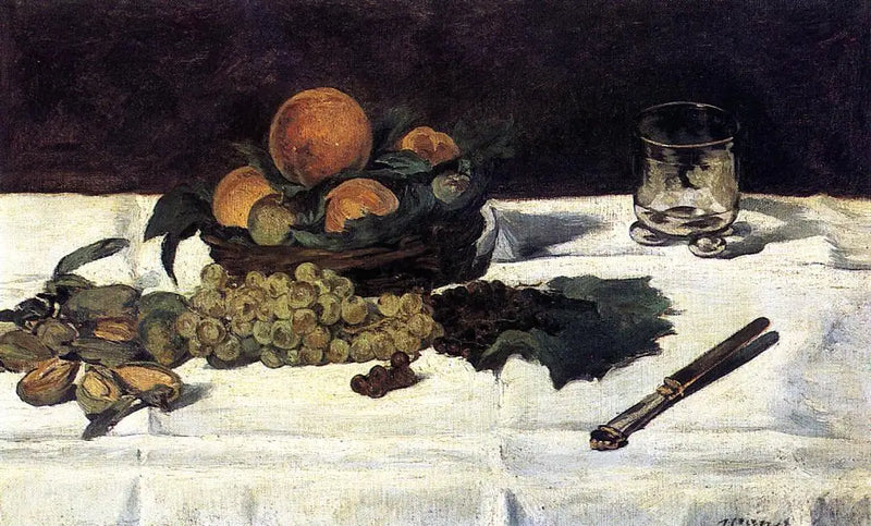 Naturaleza muerta con vaso y frutas - Édouard Manet