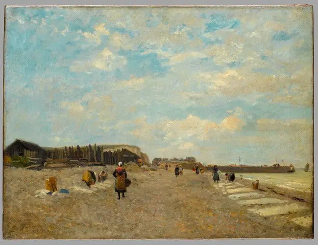 Normandas tendiendo la ropa en una playa - Eugène Boudin