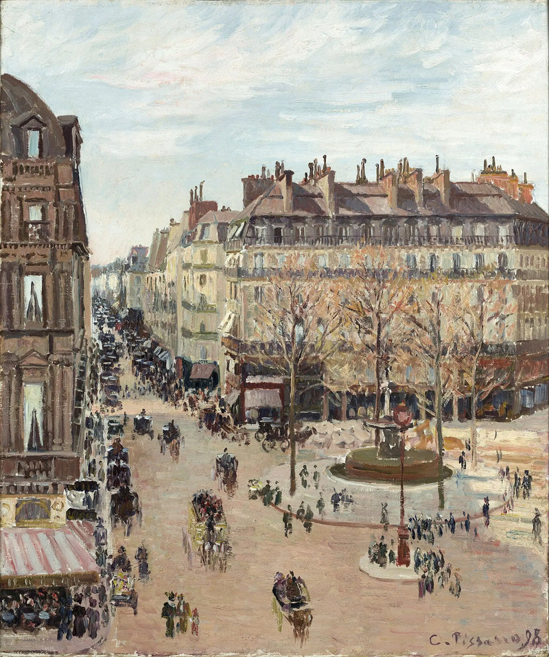 París, Rue Saint-Honoré, Efecto Sol, Tarde - Camille Pissarro