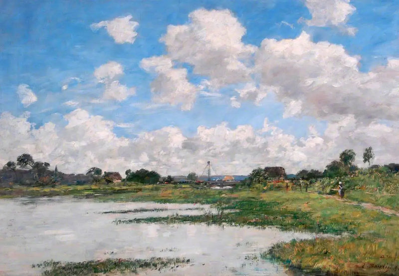 Paisaje, río Touques, Normandía - Eugène Boudin