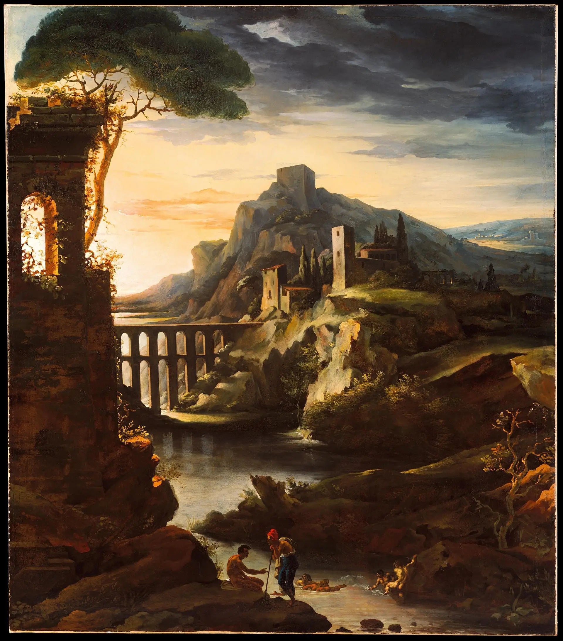 Reproduction du tableau « Paysage à l'aqueduc dit Le Soir - Théodore Géricault » par Alpha Reproduction en peinture à l’huile