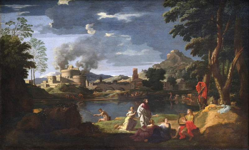 Paisaje con Orfeo y Eurídice - Nicolas Poussin