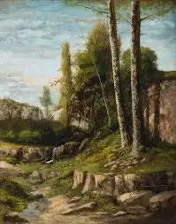 Paisaje con árboles gemelos - Gustave Courbet