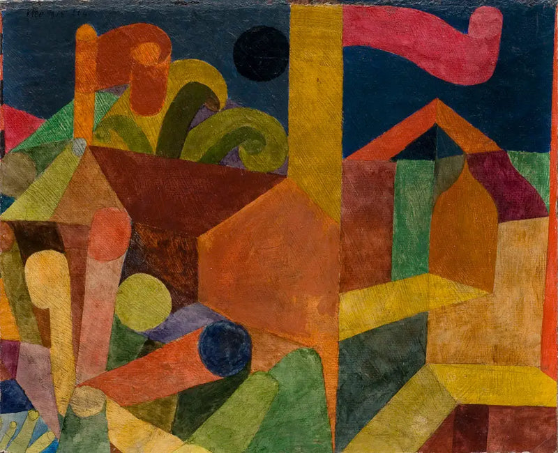 Paisaje con banderas; Casas con banderas - Paul Klee