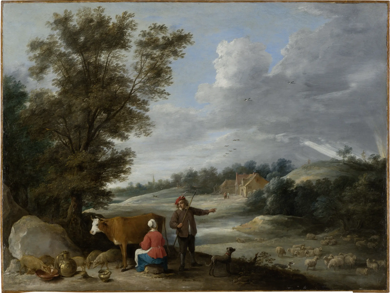 Paisaje con pastora y pastor - David Teniers el Joven