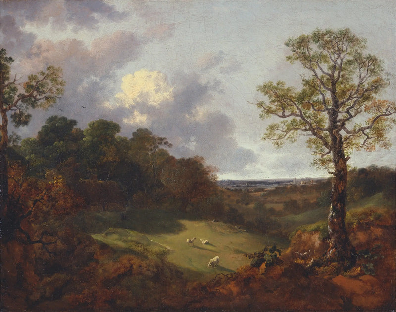 Paisaje boscoso con una cabaña y un pastor - Thomas Gainsborough