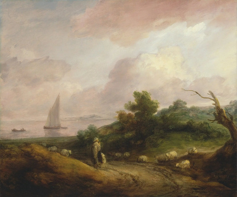 Paisaje costero con un pastor y su rebaño - Thomas Gainsborough