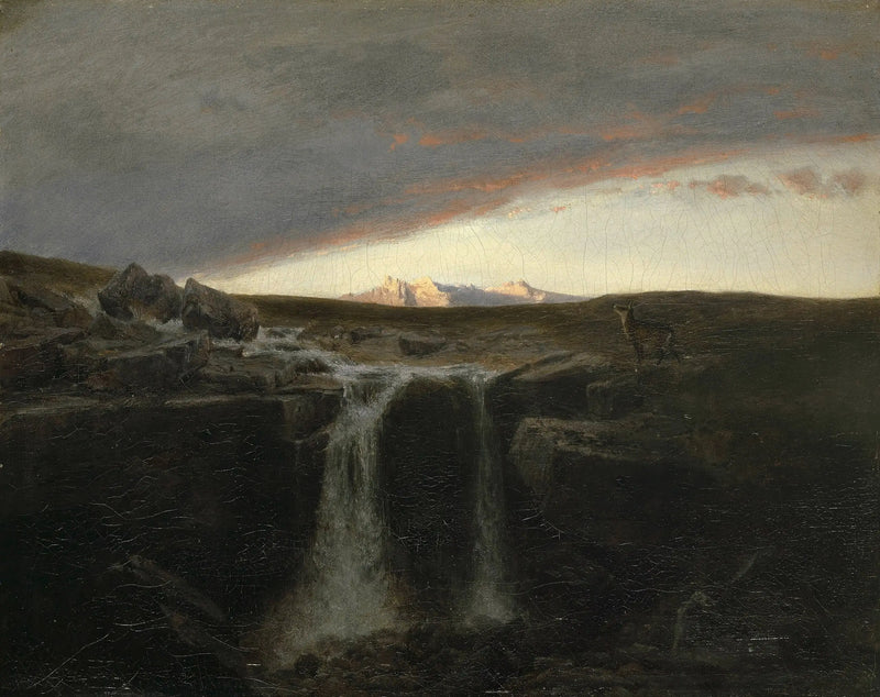 Paisaje de montaña con una cascada - Arnold Böcklin