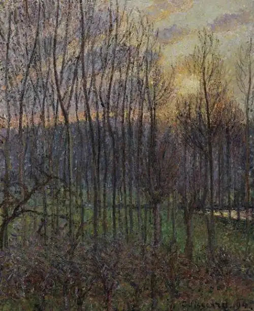 Árboles en Éragny, atardecer - Camille Pissarro