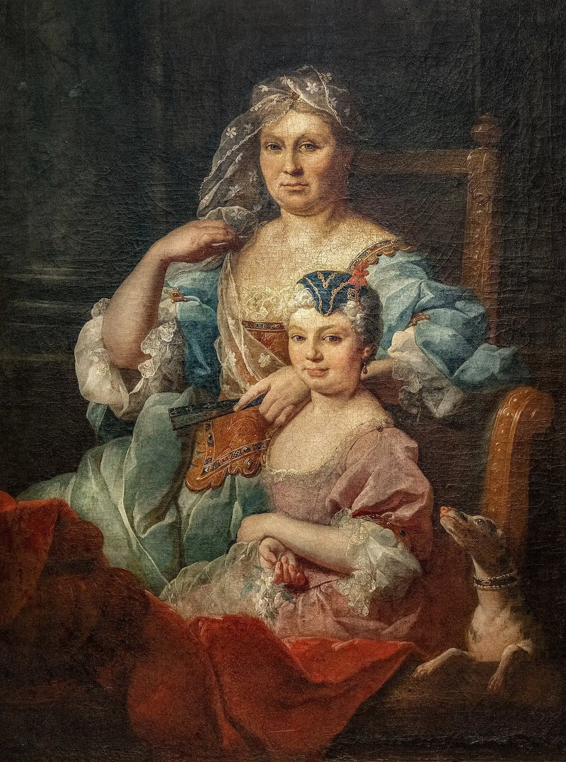Retrato de Madame Poulhariez y de su hija Anne - Pierre Subleyras