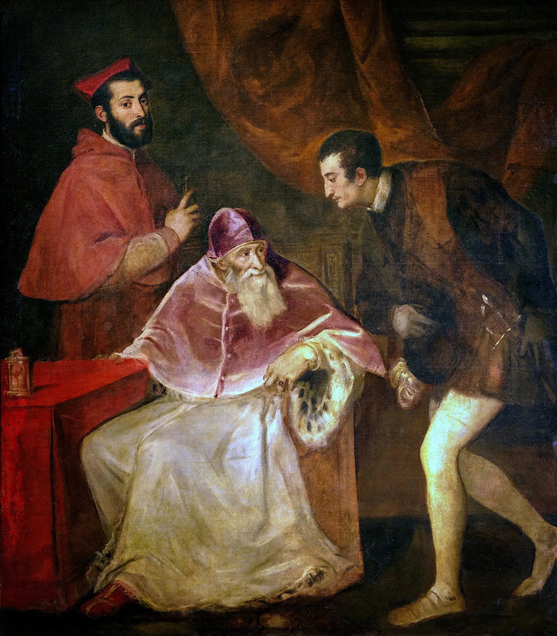 Retrato de Pablo III con sus nietos - Tiziano
