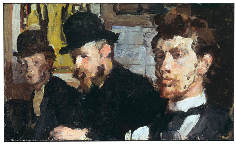 Retrato de grupo con, de izquierda a derecha, los artistas Carel Adolph Lion Cachet, Gerrit Willem Dijsselhof y Theo Nieuwenhuis - Isaac Israel