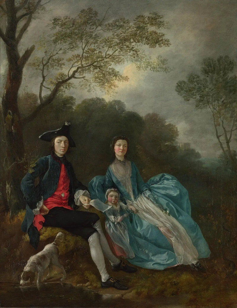 Retrato del artista con su esposa y su hija - Thomas Gainsborough