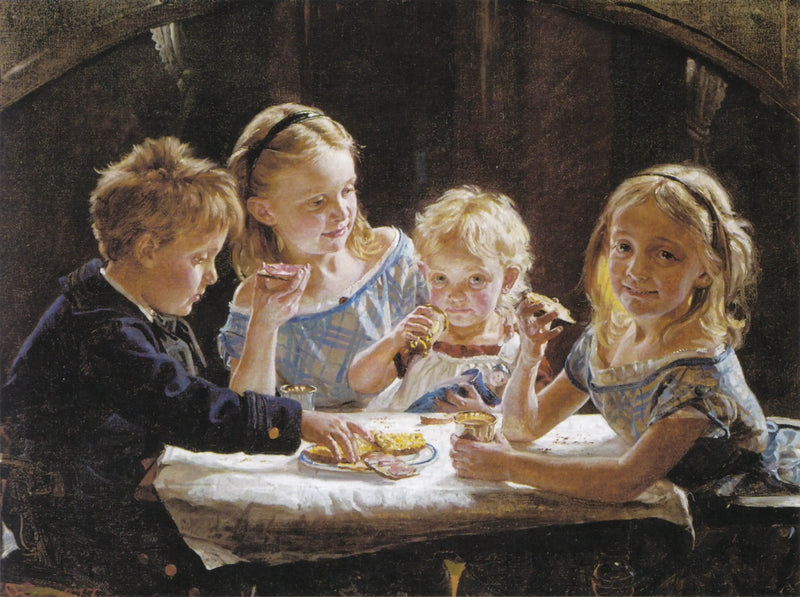 Cuatro niños almorzando. - Peder Severin Krøyer