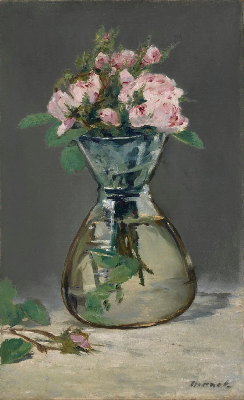 Rosas espumosas en un jarrón - Édouard Manet
