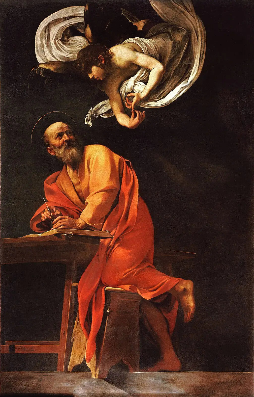 Reproduction du tableau « Saint Matthieu et l'Ange - Le Caravage » par Alpha Reproduction en peinture à l’huile