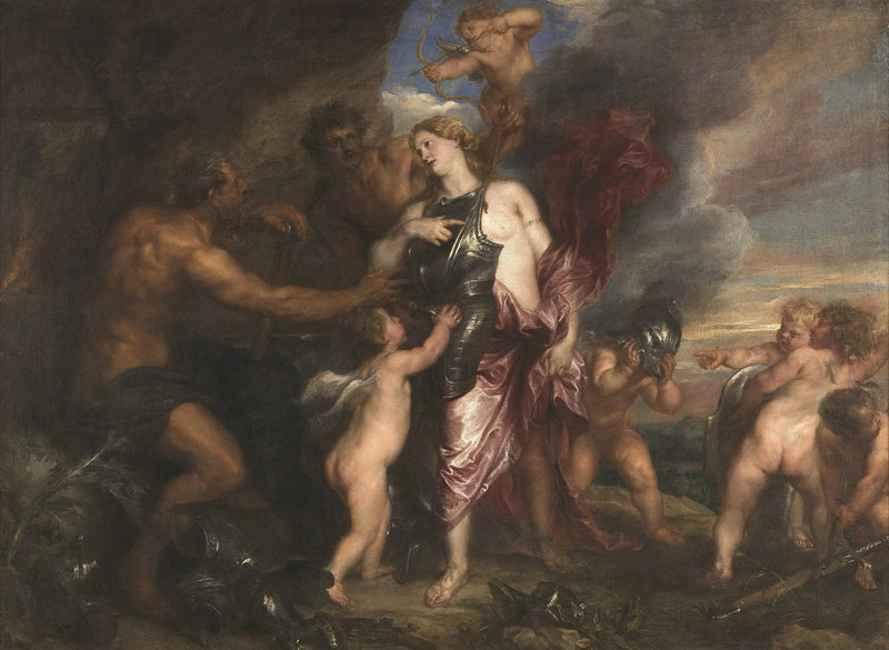 Tétis recibe la nueva armadura de Aquiles en la forja de Vulcano - Antoine van Dyck
