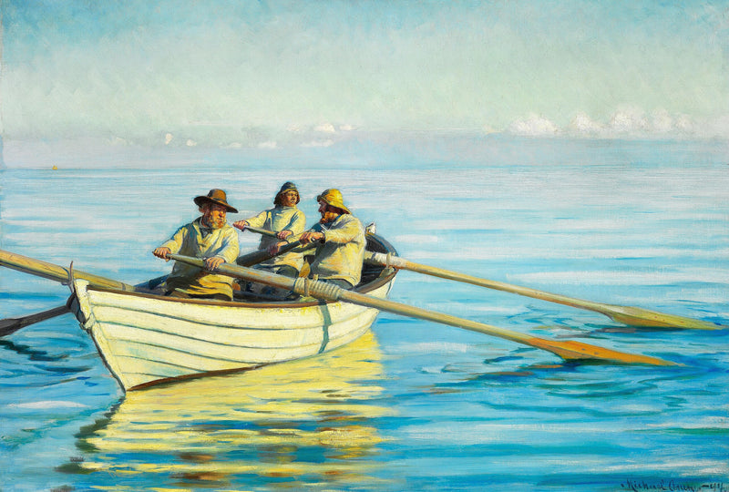 Tres pescadores en un barco. - Michael Peter Ancher