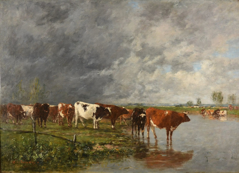 Rebaño bebiendo - Eugène Boudin