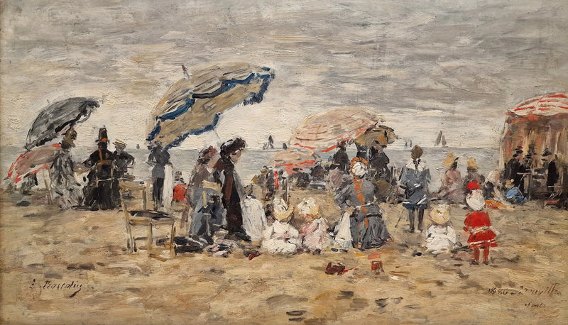 Trouville. Sombrillas en la playa - Eugène Boudin
