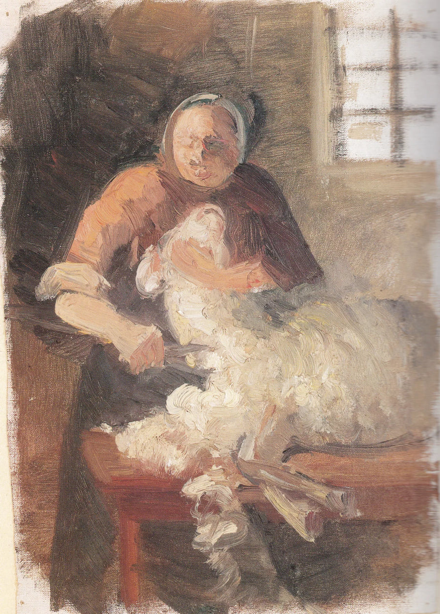 Una mujer esquila una oveja - Anna Ancher