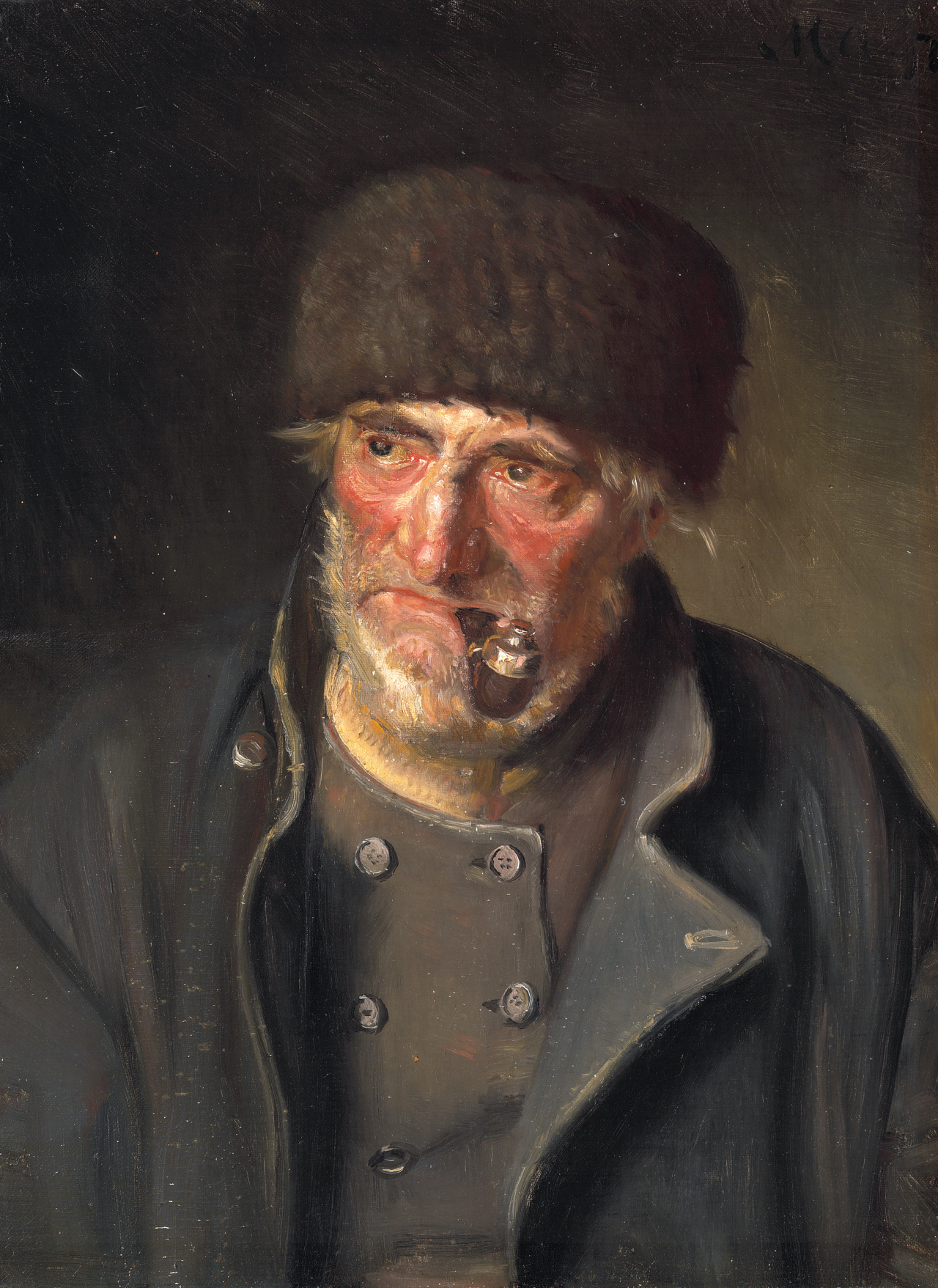 Un viejo pescador con una pipa. - Michael Peter Ancher