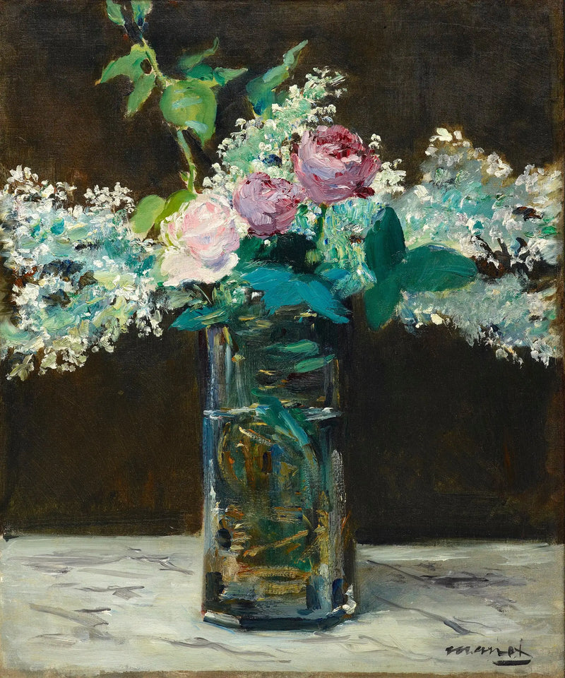 Jarrón con lilas blancas y rosas - Édouard Manet