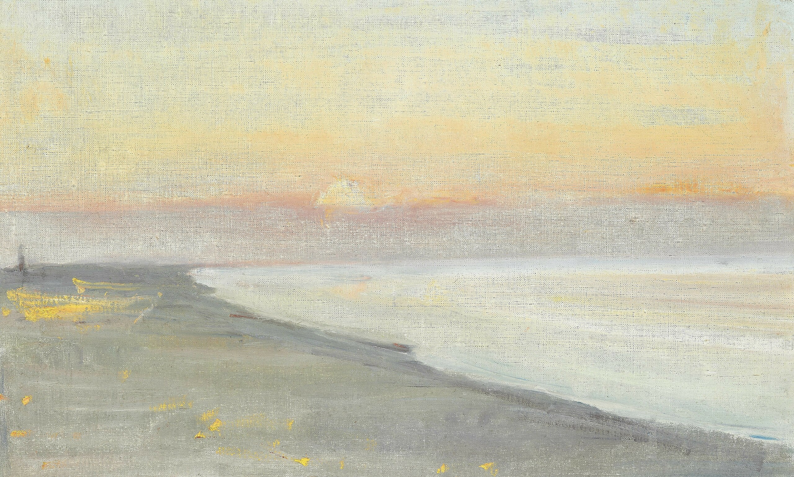 Vista desde la playa al atardecer, Skagen. -Michael Peter Ancher