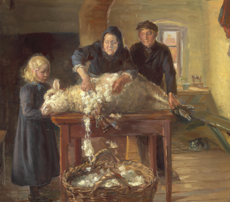 Esquila de ovejas - Anna Ancher