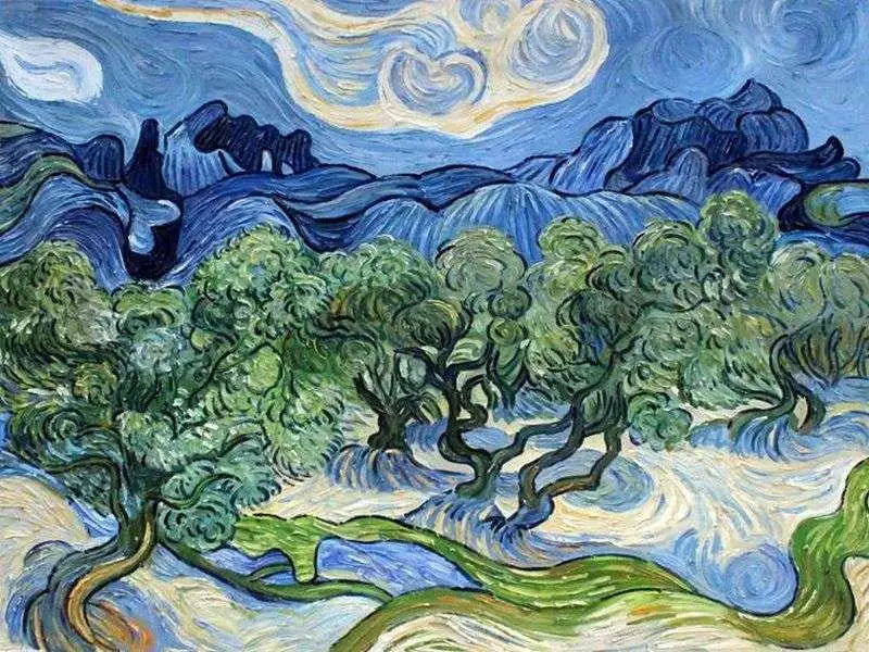 Olivos con las Alpilles al fondo - Vincent van Gogh