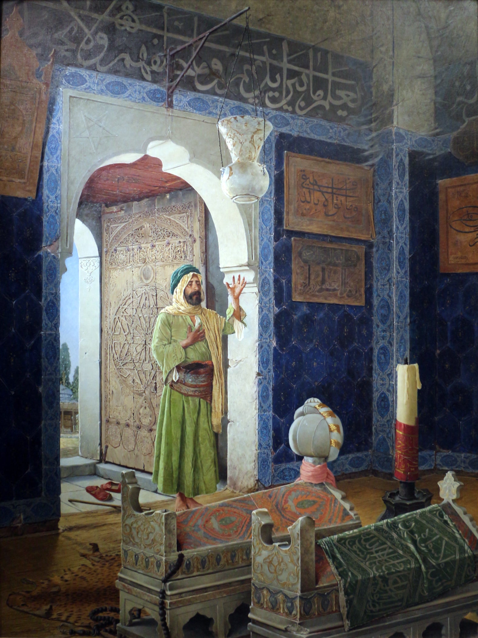 Vieil homme devant les tombeaux d’enfants — Osman Hamdi Bey, 1903, huile sur toile