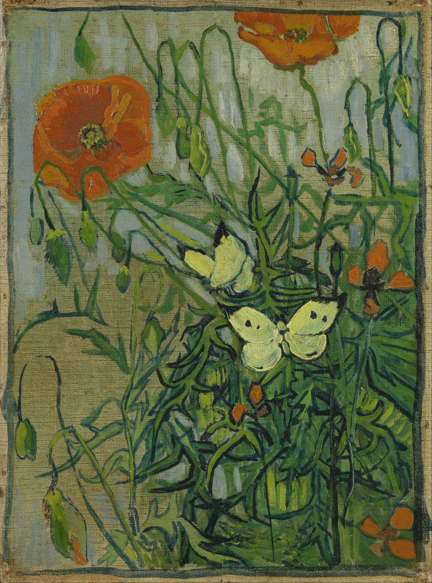 🦋 Mariposas y Amapolas – Vincent van Gogh (1890)