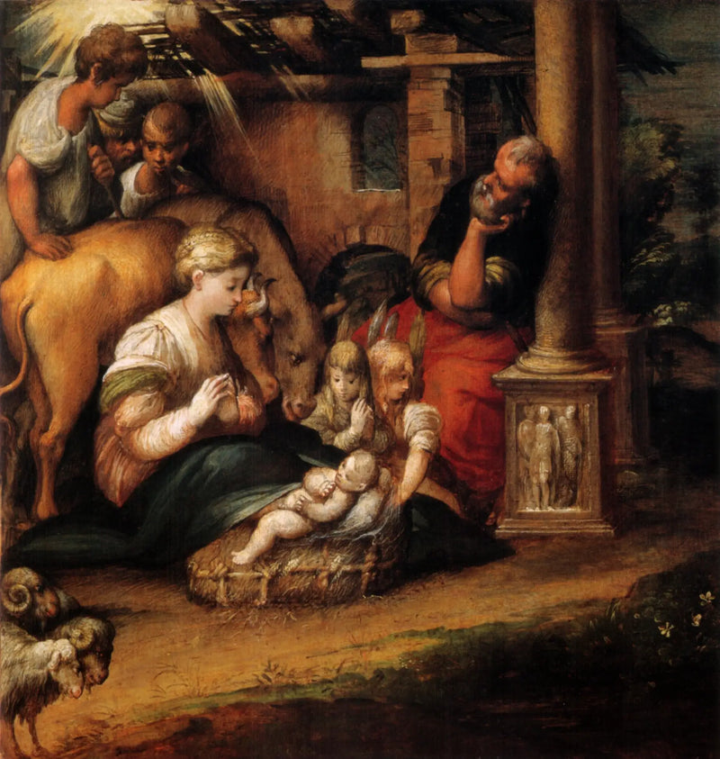 La adoración de los pastores - Parmigianino