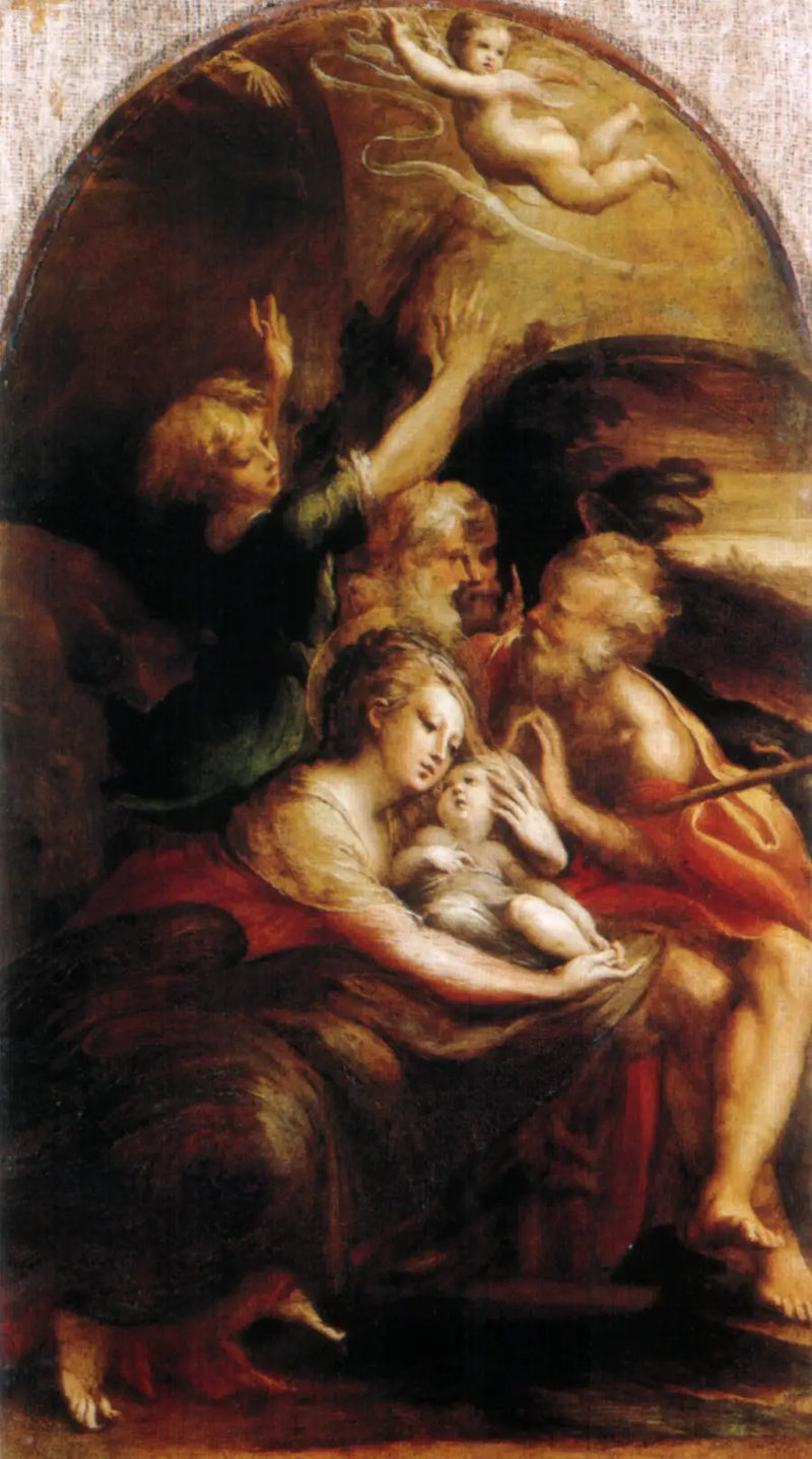 Natividad del Cristo con ángeles - Parmigianino