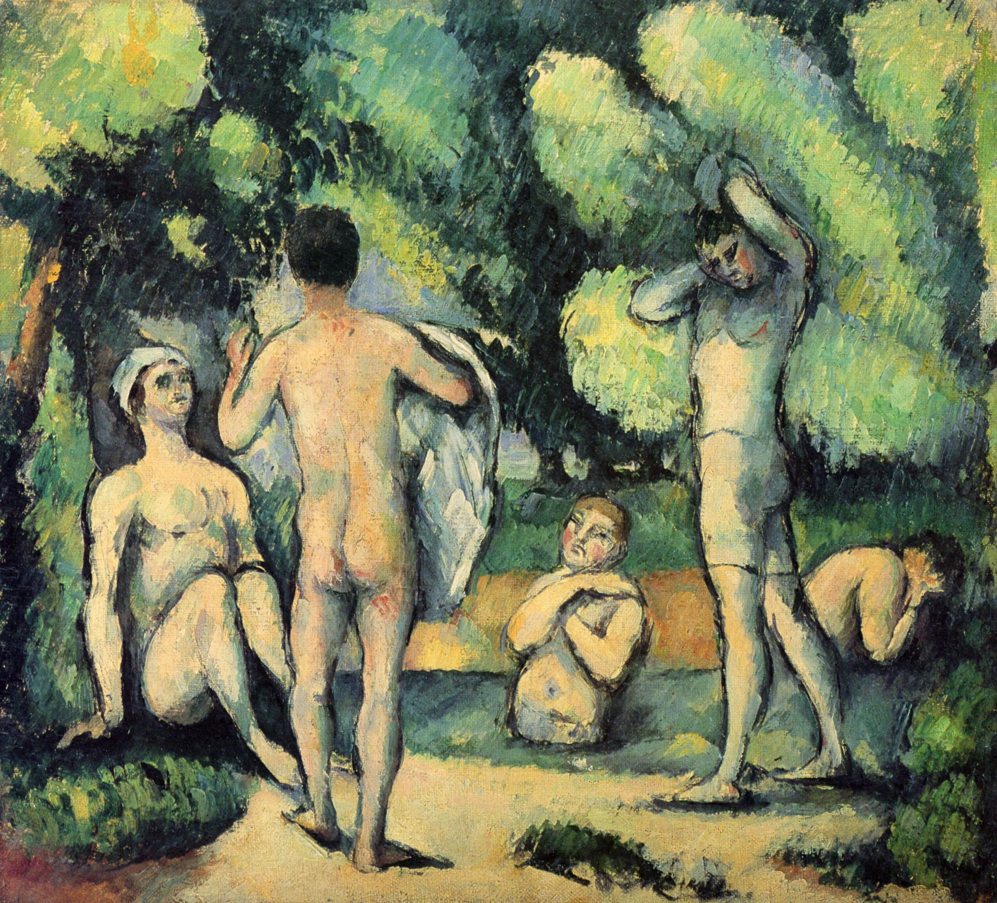 Reproduction du tableau « Cinq baigneurs - Paul Cézanne » par Alpha Reproduction en peinture à l’huile
