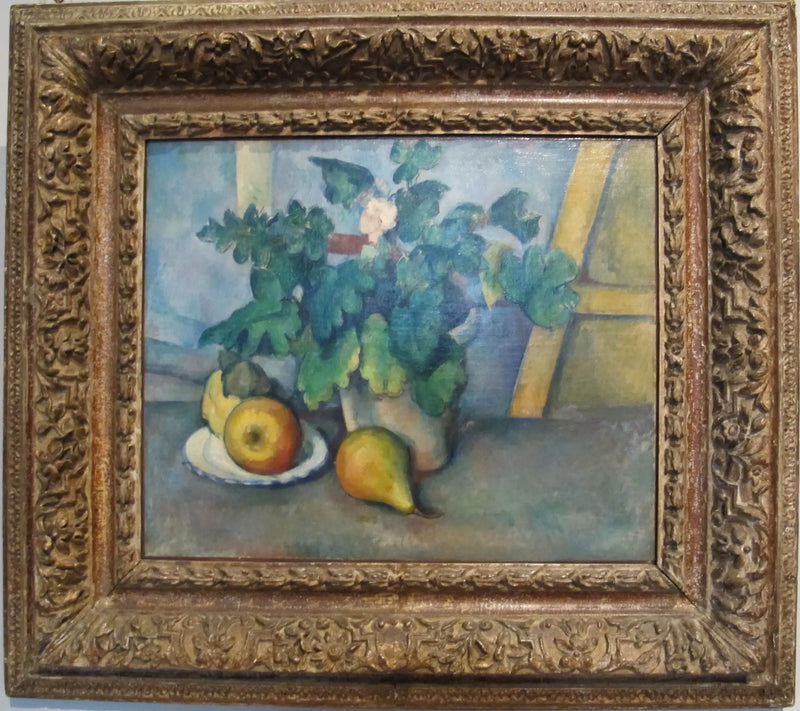 Jarrón de primaveras y frutas - Paul Cézanne