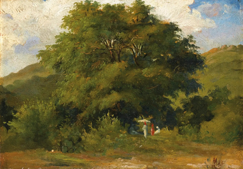 Paisaje con mujeres bajo un gran árbol - Camille Pissarro