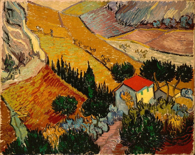 Paisaje con una casa y un trabajador - Vincent van Gogh