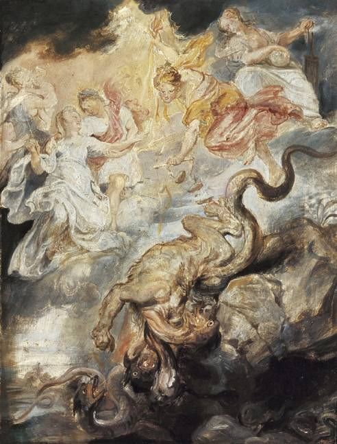La réconciliation finale entre Marie de Médicis et son fils Louis XIII de France (esquisse) - Peter Paul Rubens - Alpha