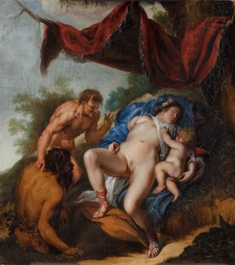 Venus durmiendo con Cupido observado por sátiros - Peter Paul Rubens